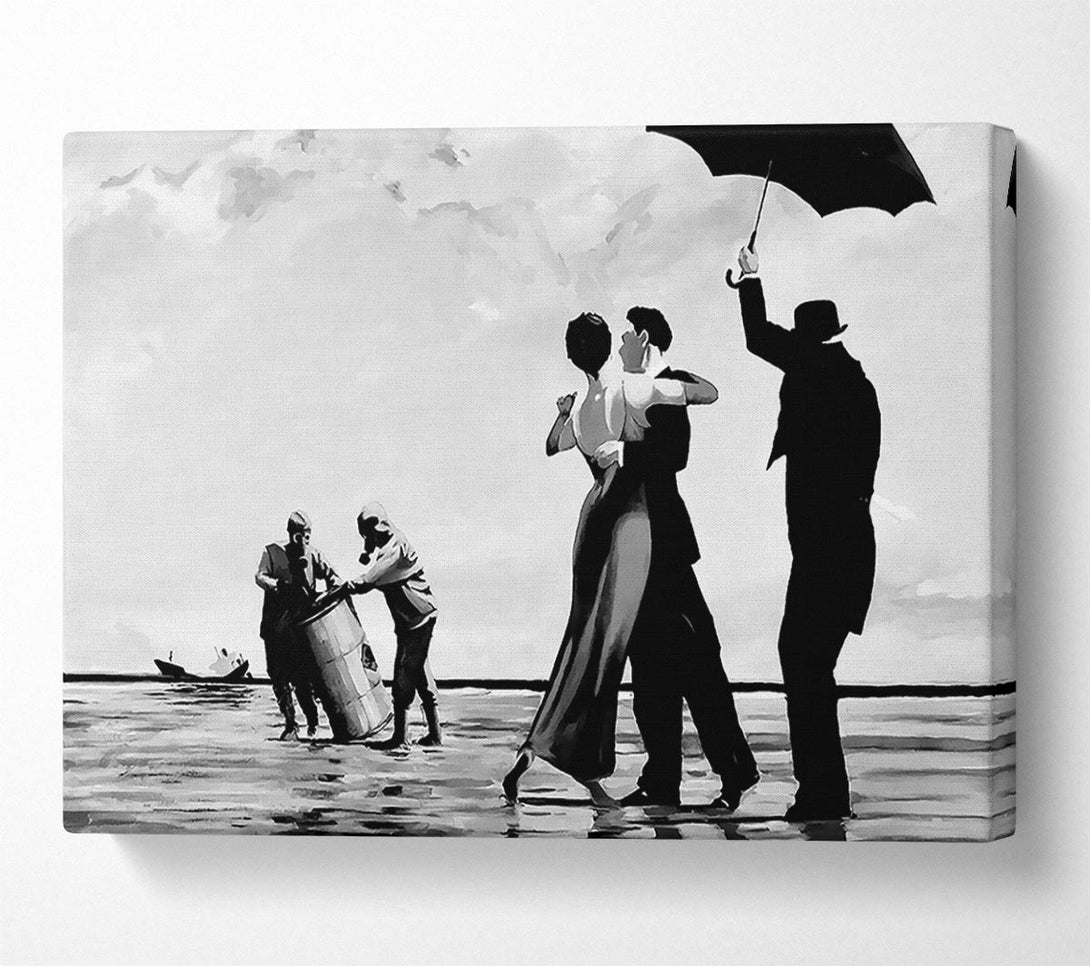  A Canvas Print of Banksy Toxic Waste Dance B N W Canvas Wall Art