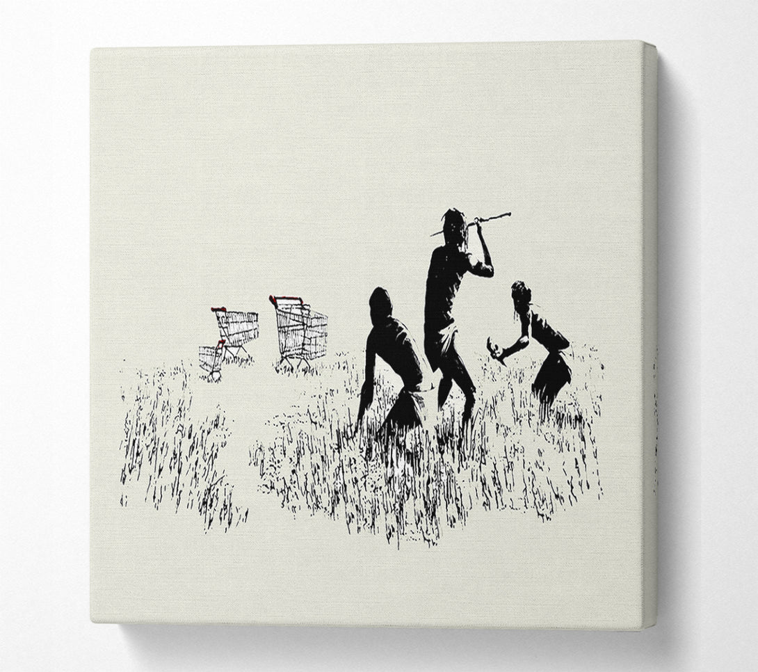  A Canvas Print of Banksy Trolley Hunters Cream Canvas Print