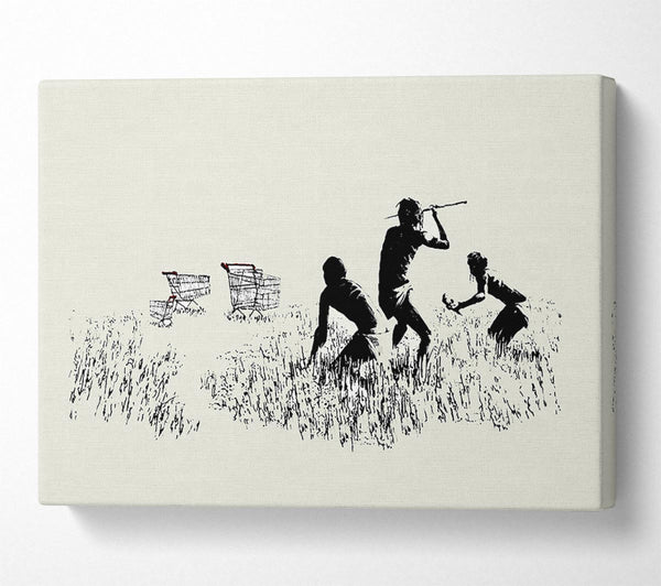  A Canvas Print of Banksy Trolley Hunters Cream Canvas Print