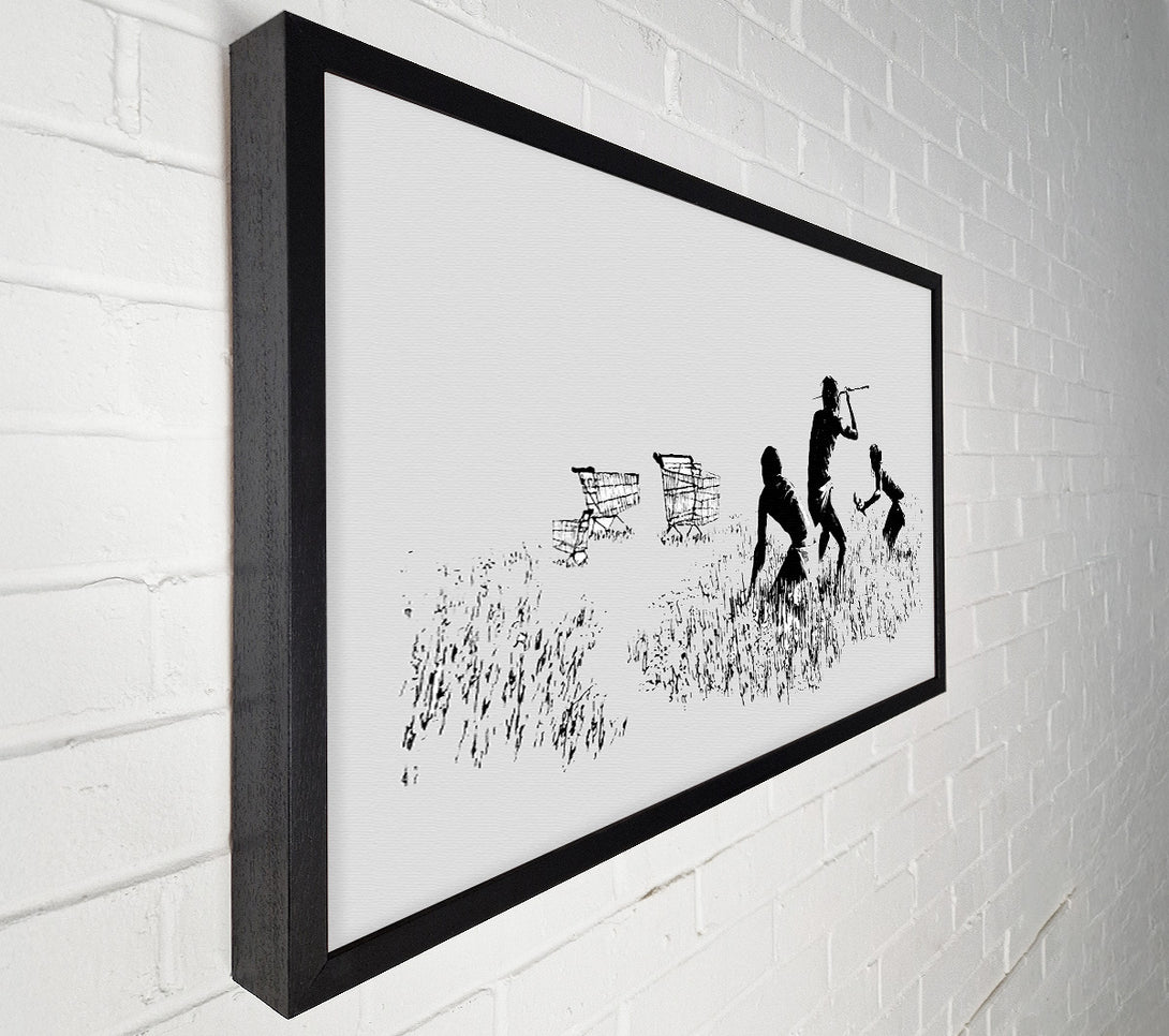  A Canvas Print of Banksy Trolley Hunters Grey Canvas Wall Art