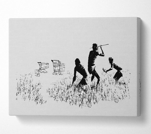  A Canvas Print of Banksy Trolley Hunters Grey Canvas Wall Art