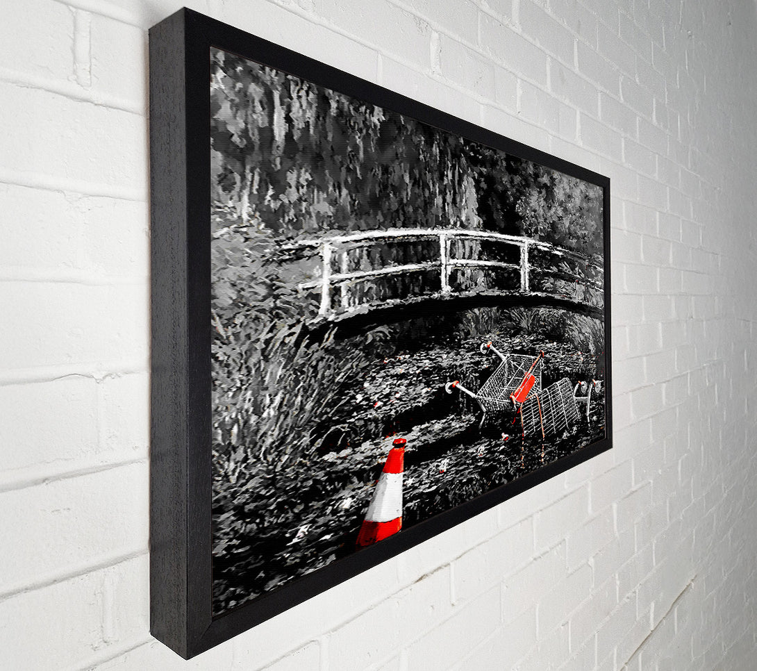  A Canvas Print of Banksy Waterlily Trash B N W Colour Canvas Print