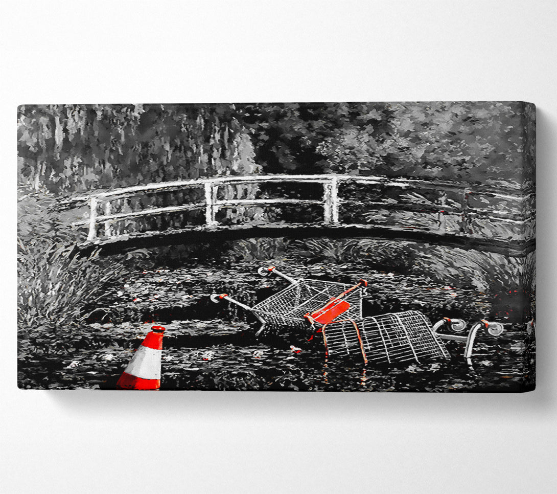  A Canvas Print of Banksy Waterlily Trash B N W Colour Canvas Print