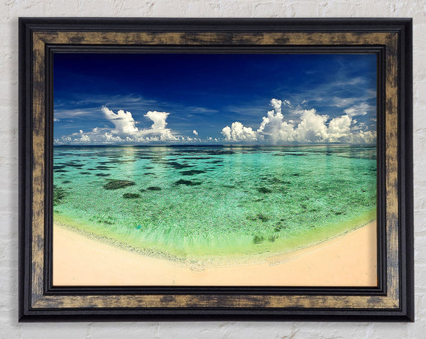 Emerald Ocean Beach Framed Print
