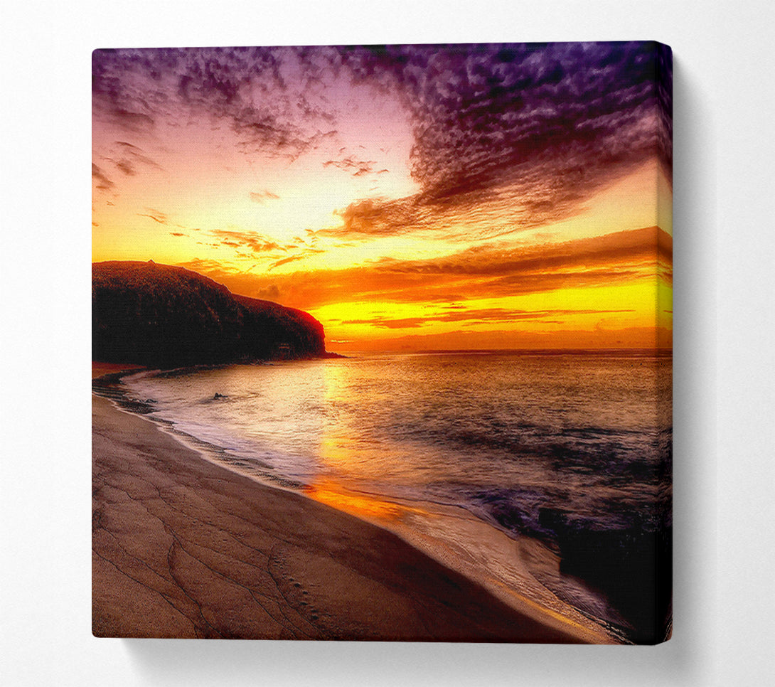 A Canvas Print of Stunning Ocean Beach At Sunset Canvas Wall Art