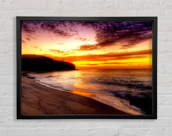 Stunning Ocean Beach At Sunset Framed Print