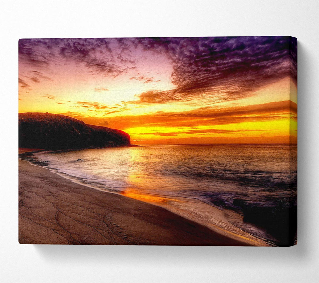  A Canvas Print of Stunning Ocean Beach At Sunset Canvas Wall Art