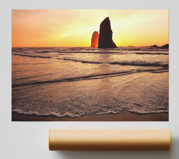 Beach Rock Sunrise Giclee Print