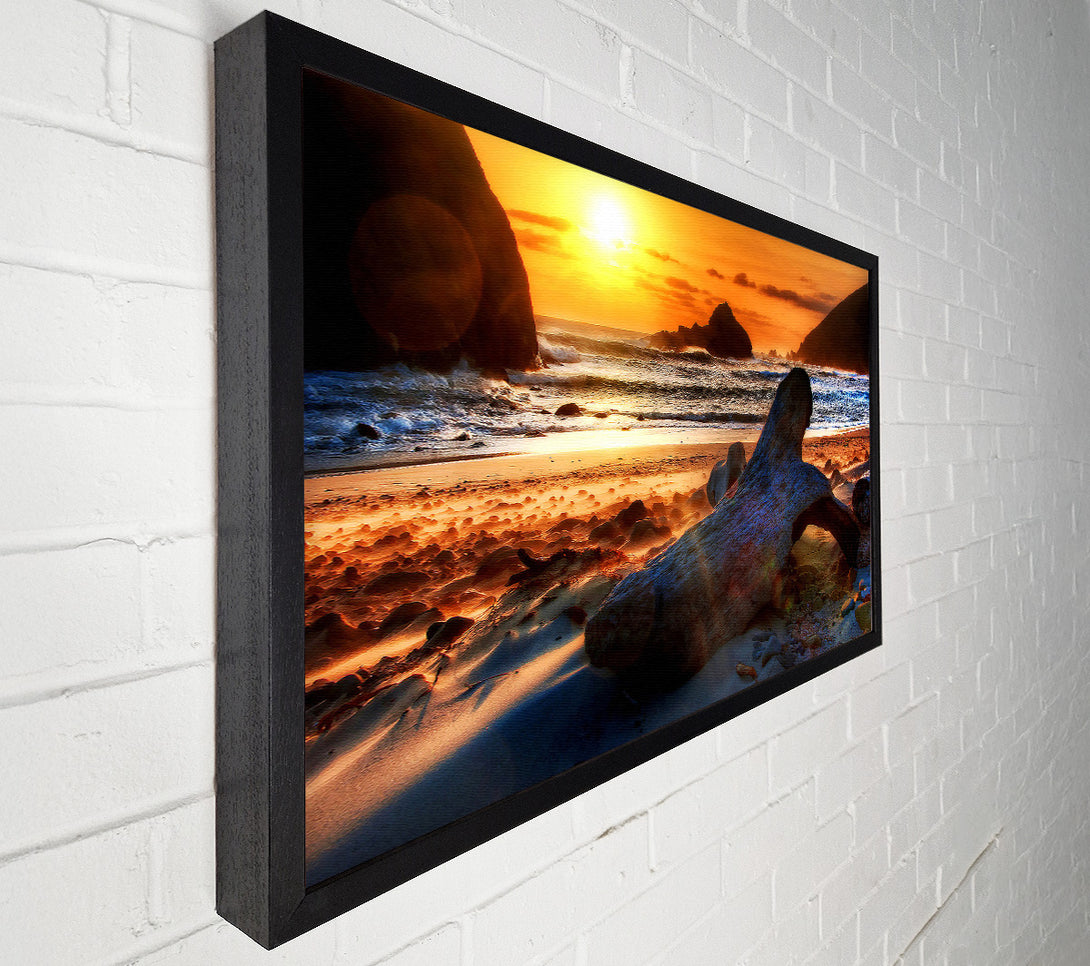  A Canvas Print of Driftwood At Sunset Canvas Art