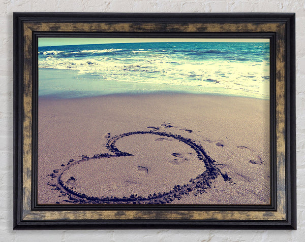 Heart On Beach Framed Print