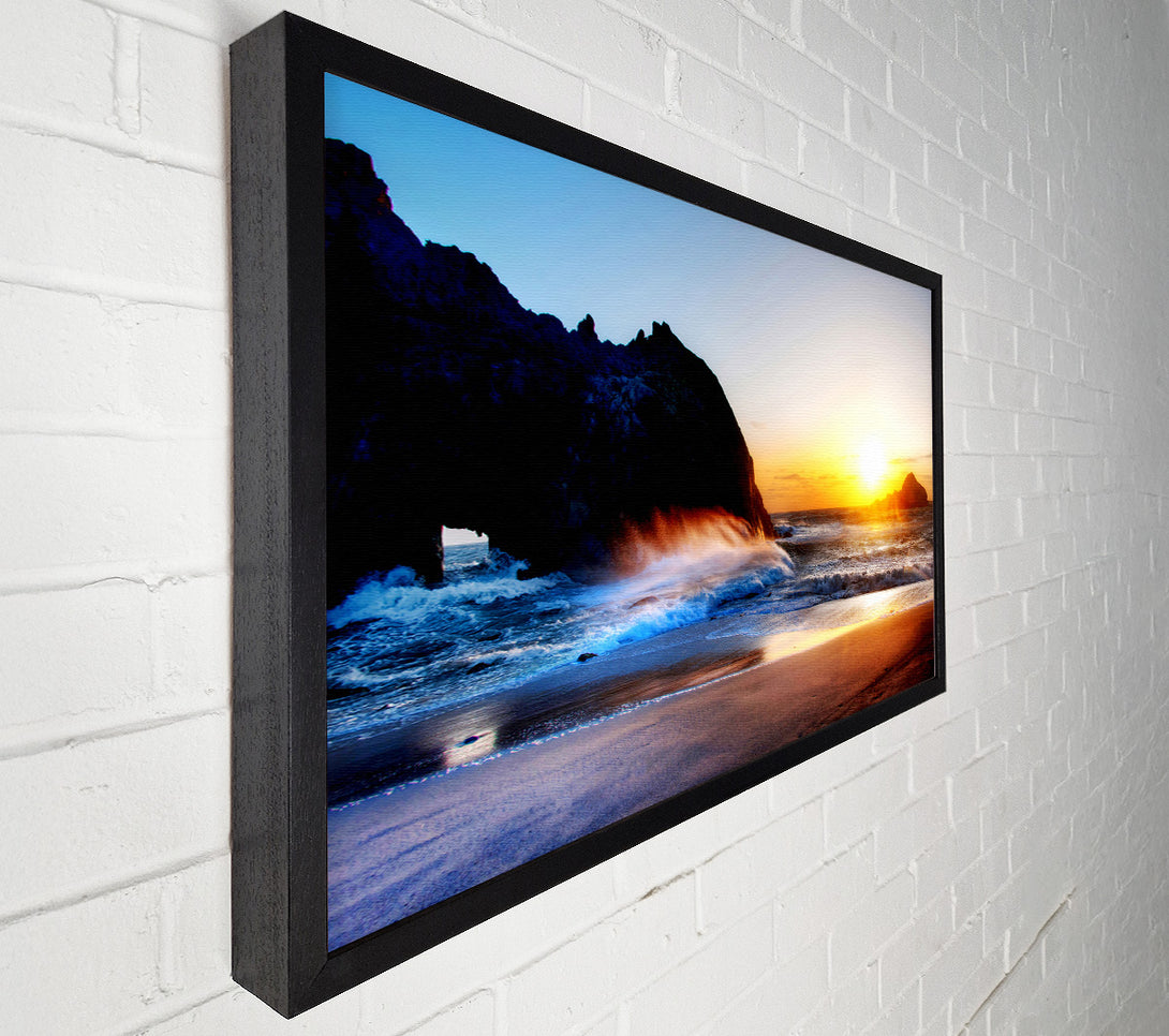  A Canvas Print of Ocean Waves At Sunset Canvas Wall Art