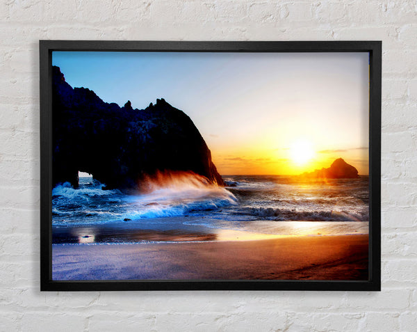 Ocean Waves At Sunset Framed Print