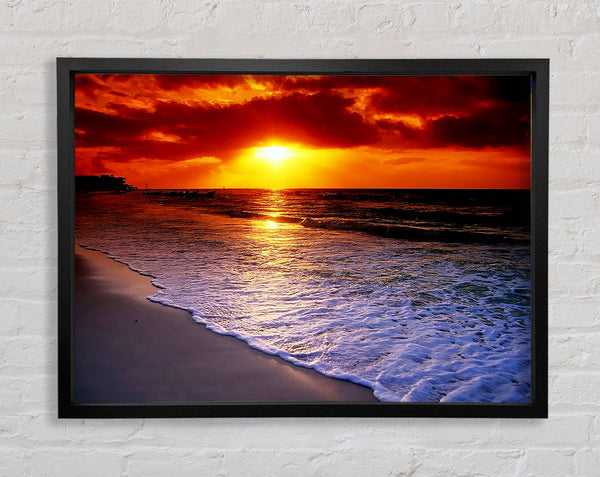 Red Ocean Shoreline Framed Print
