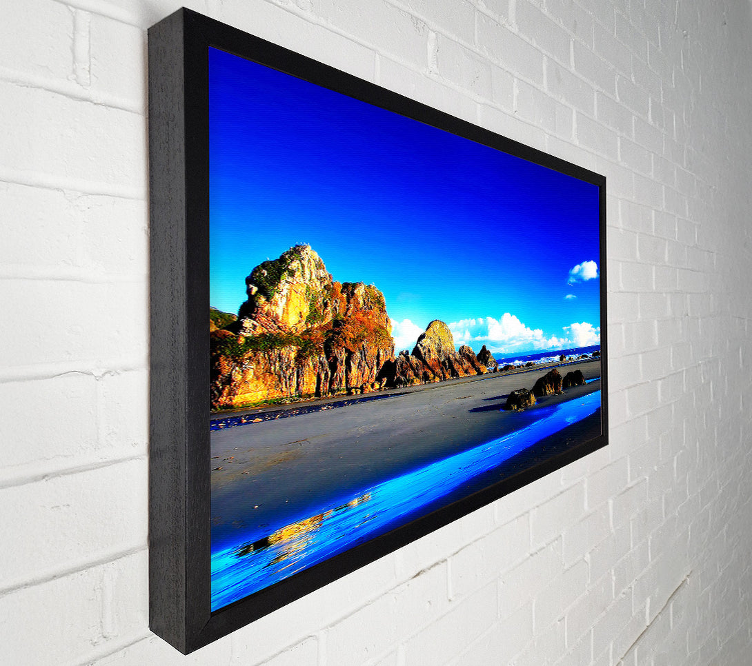  A Canvas Print of Rocky Blue Beach Canvas Art