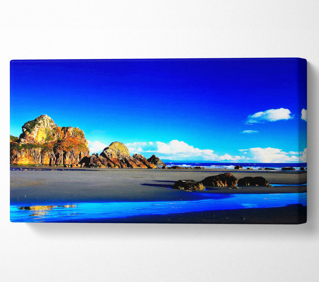  A Canvas Print of Rocky Blue Beach Canvas Art