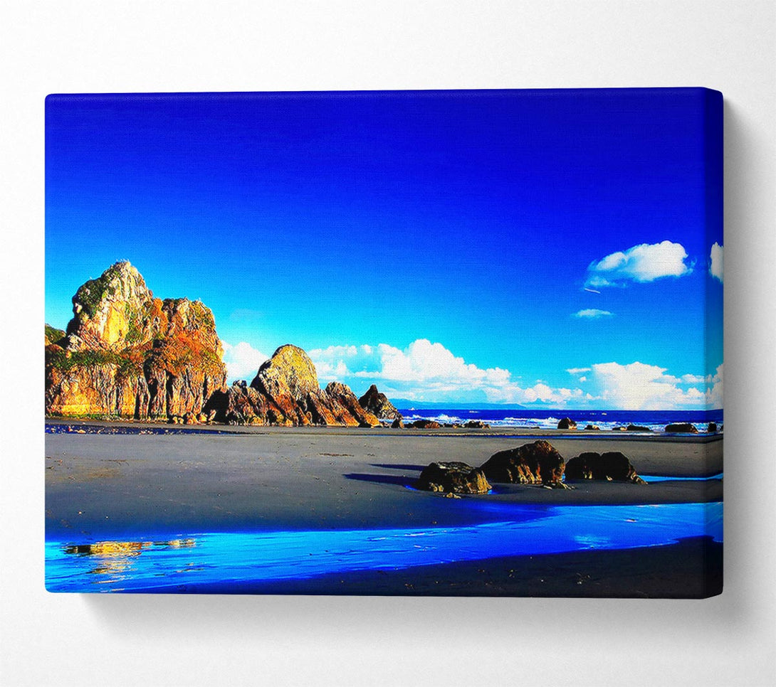  A Canvas Print of Rocky Blue Beach Canvas Art