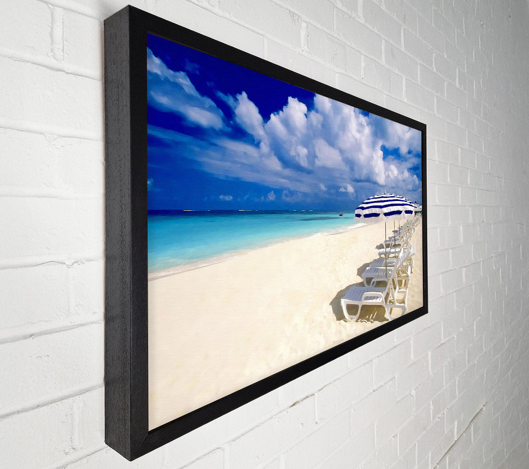  A Canvas Print of Sun Beds On The Island Of Paradise Canvas Print