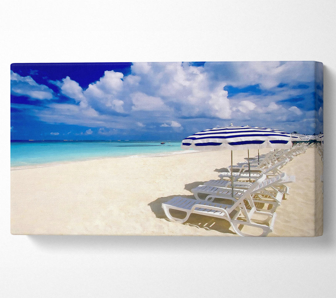  A Canvas Print of Sun Beds On The Island Of Paradise Canvas Print