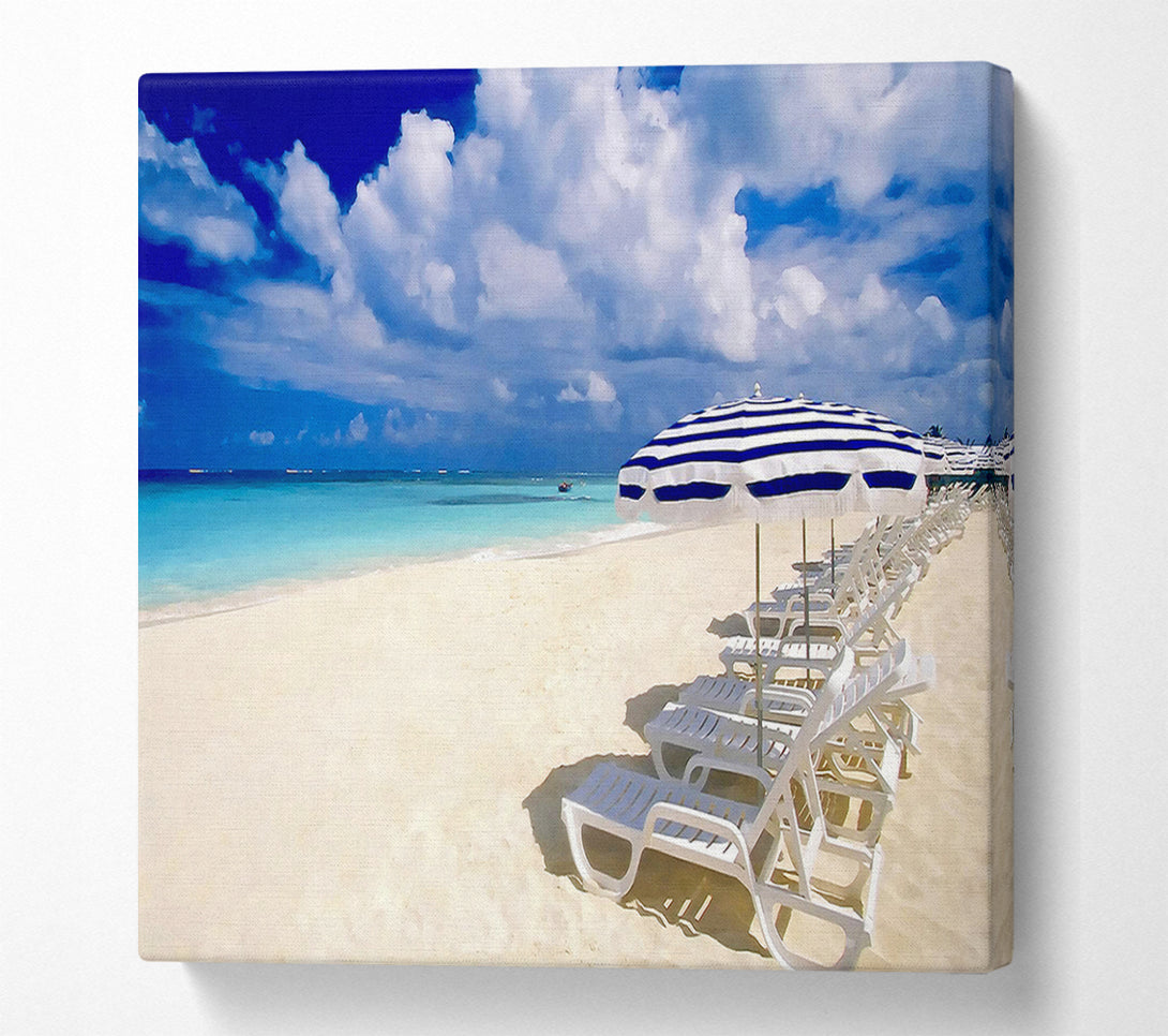  A Canvas Print of Sun Beds On The Island Of Paradise Canvas Print