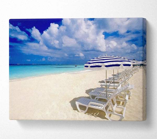  A Canvas Print of Sun Beds On The Island Of Paradise Canvas Print