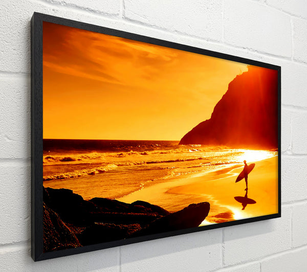 Surfer At Dawn Orange