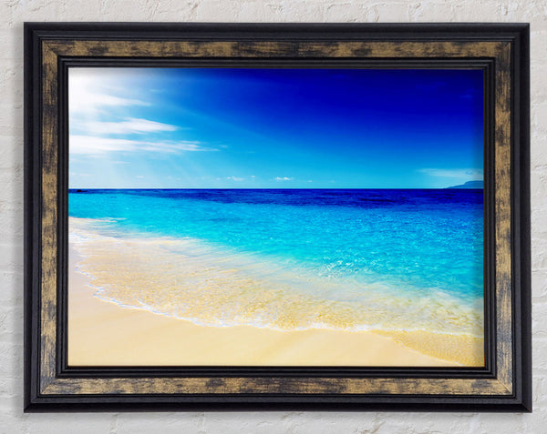 Turquoise Ocean Sun Blaze Framed Print