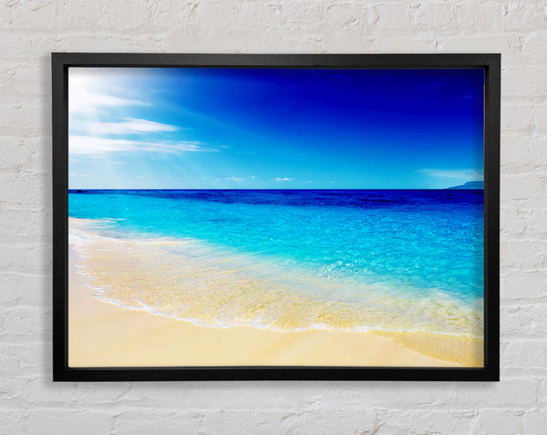 Turquoise Ocean Sun Blaze Framed Print