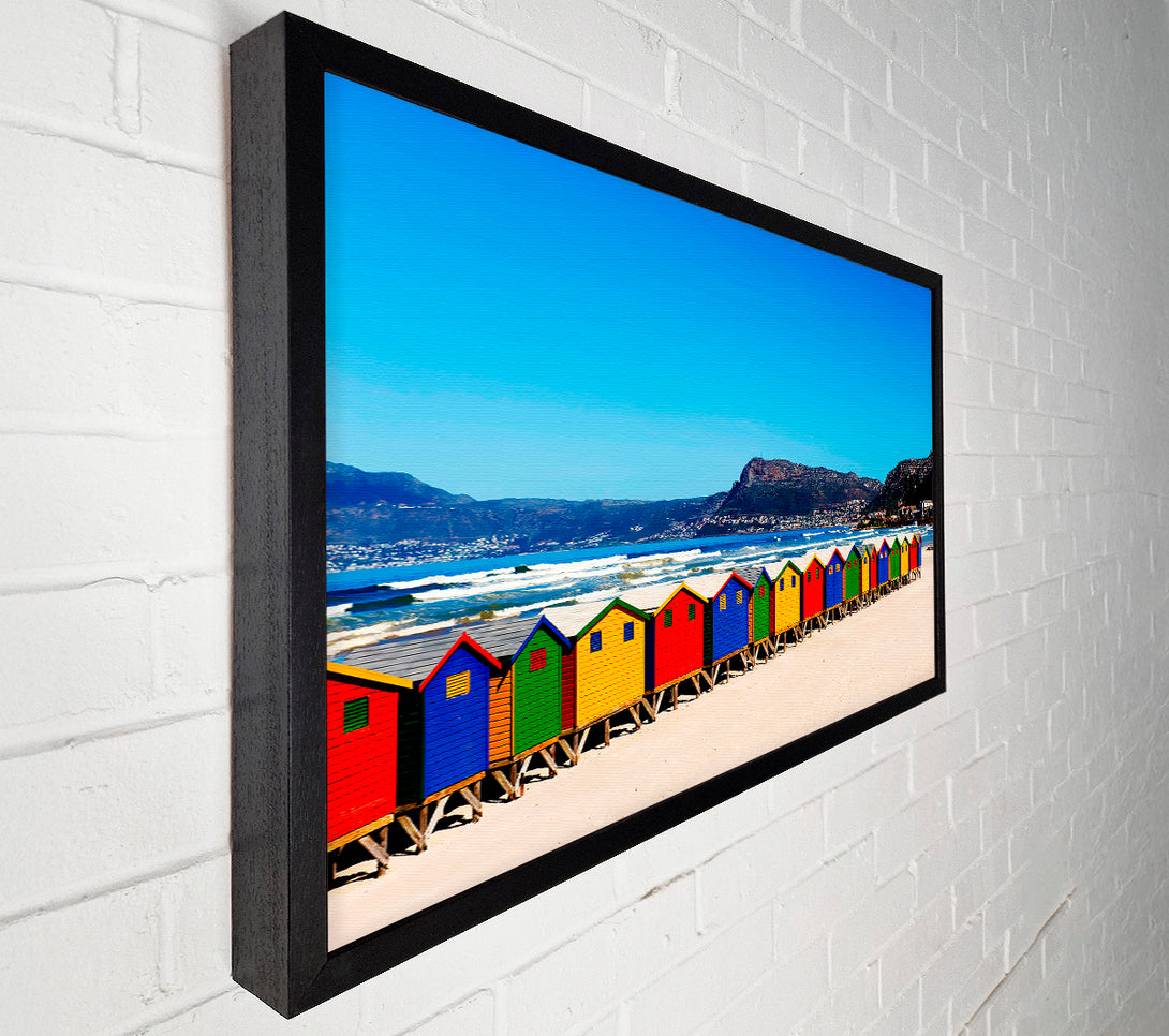  A Canvas Print of Colourful Beach Hut Line-Up Canvas Wall Art