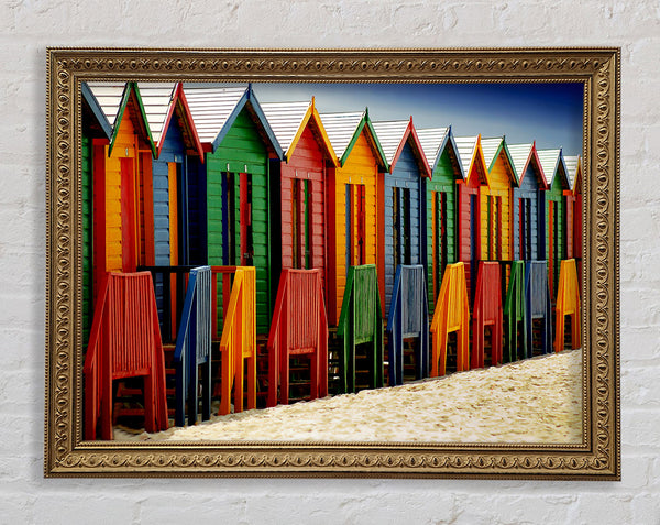 Beach Hut Parade Framed Print