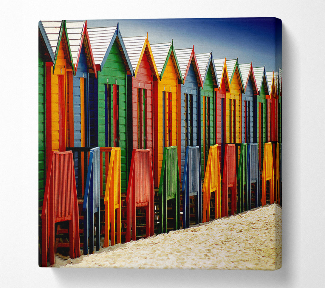  A Canvas Print of Beach Hut Parade Canvas Art