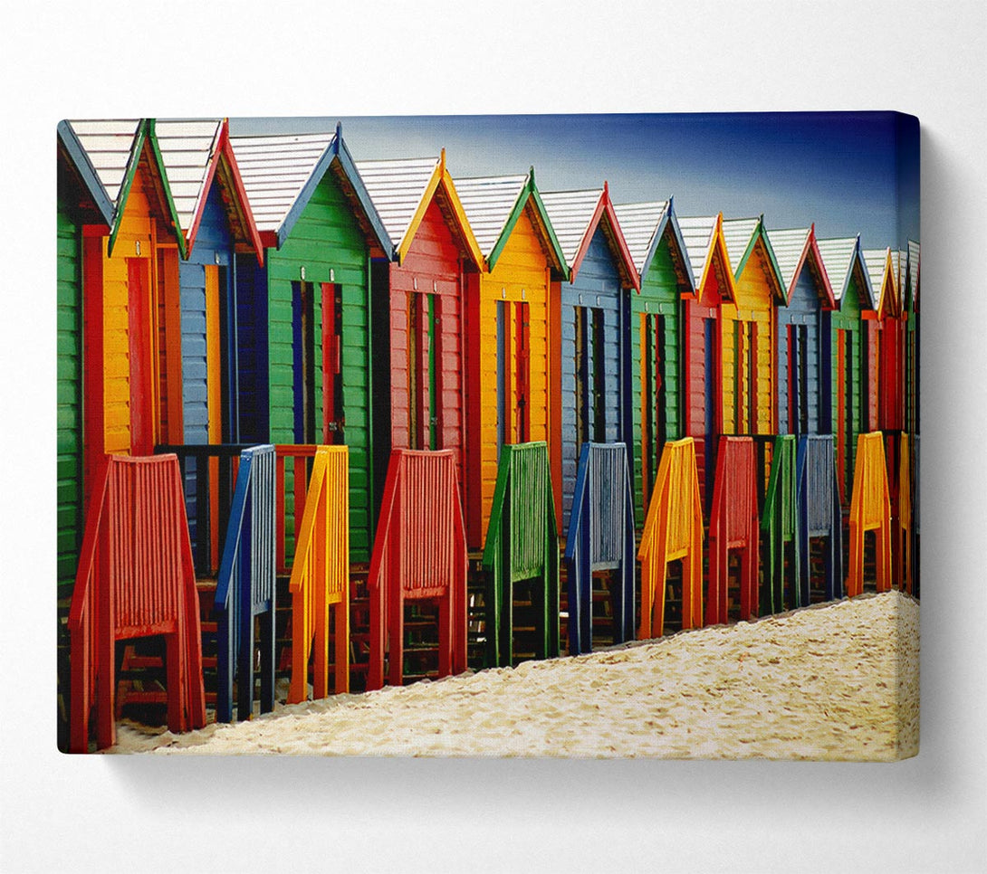  A Canvas Print of Beach Hut Parade Canvas Art