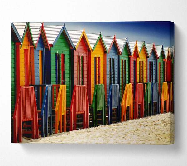  A Canvas Print of Beach Hut Parade Canvas Art