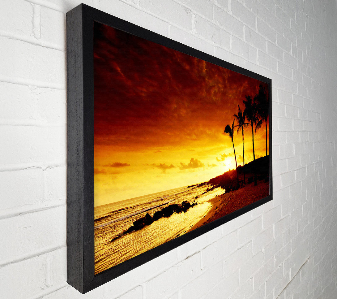  A Canvas Print of Caramel Palm Tree Sunset Canvas Print