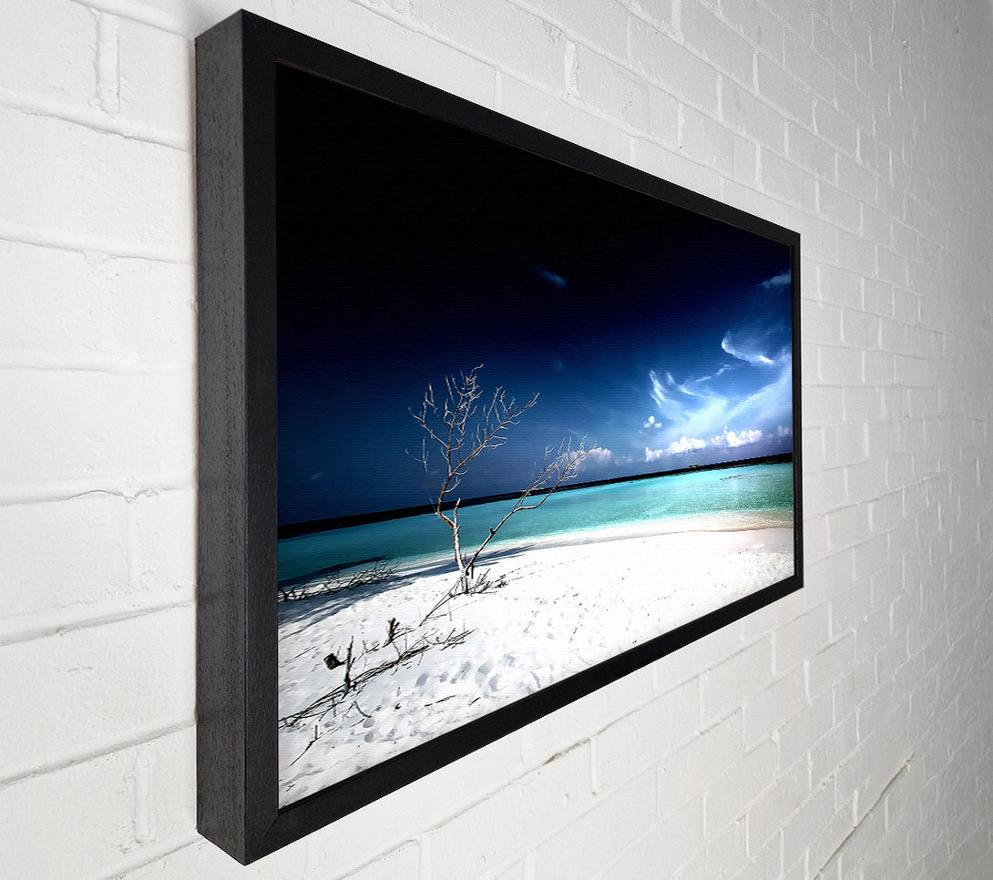  A Canvas Print of Perfect White Sands In The Dark Blue Skies Canvas Print