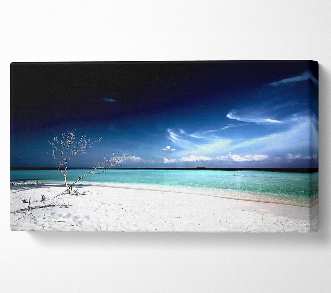  A Canvas Print of Perfect White Sands In The Dark Blue Skies Canvas Print
