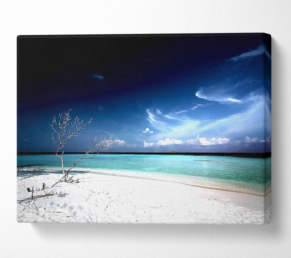  A Canvas Print of Perfect White Sands In The Dark Blue Skies Canvas Print