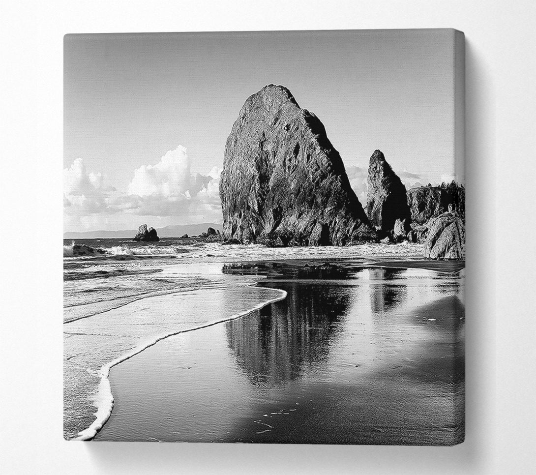  A Canvas Print of Magnificent Ocean Rocks B n W Canvas Print