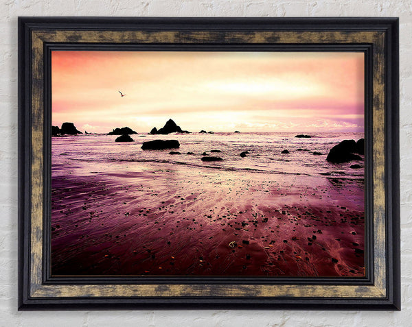 Peach Sunset Skies Framed Print