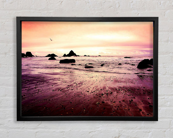 Peach Sunset Skies Framed Print