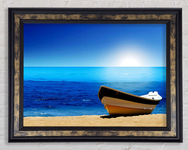 Sail Boat On The Crystal Ocean Shoreline Framed Print