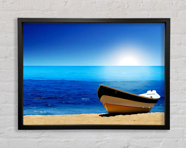 Sail Boat On The Crystal Ocean Shoreline Framed Print