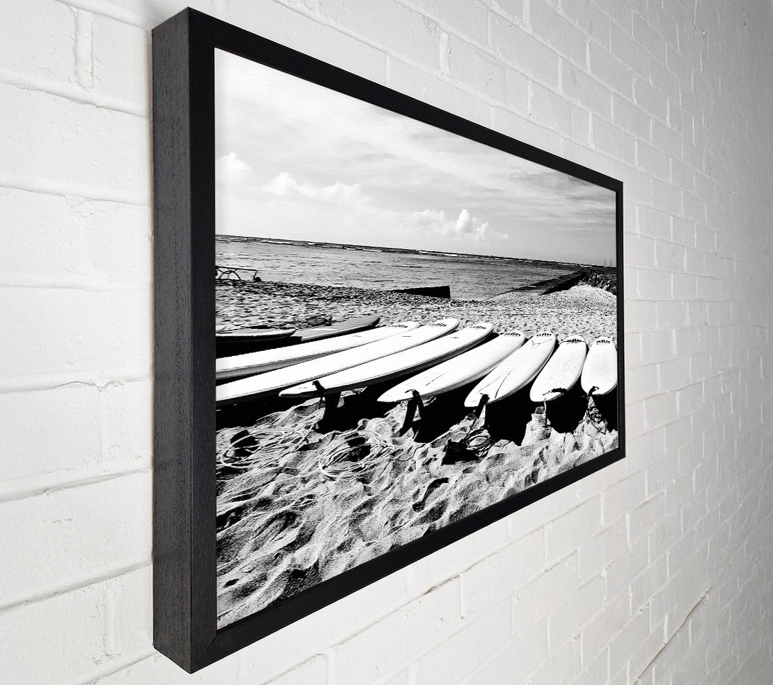  A Canvas Print of Surfboard Line-Up B n W Canvas Wall Art
