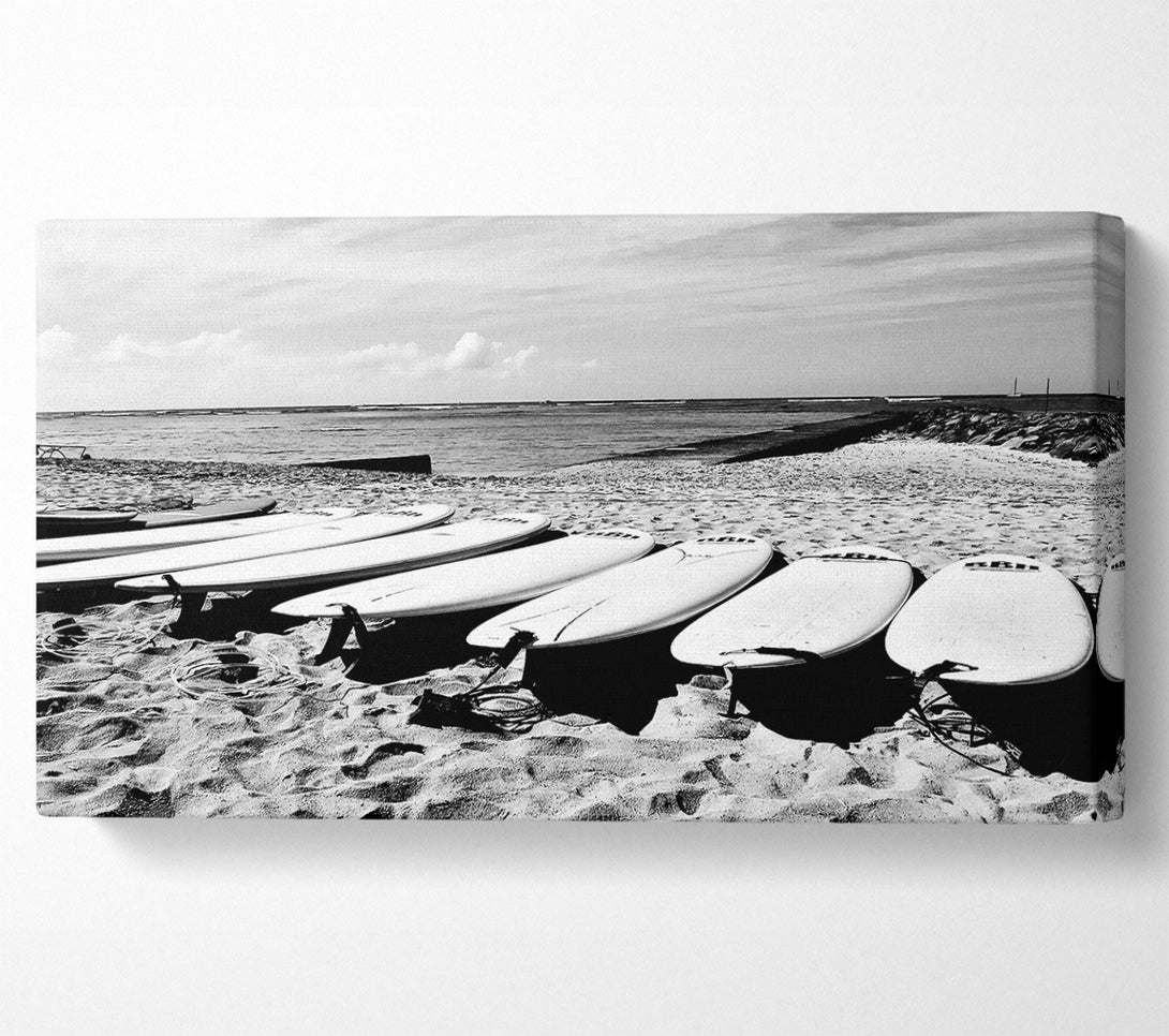  A Canvas Print of Surfboard Line-Up B n W Canvas Wall Art