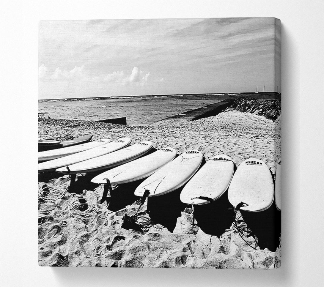  A Canvas Print of Surfboard Line-Up B n W Canvas Wall Art