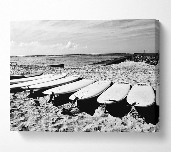  A Canvas Print of Surfboard Line-Up B n W Canvas Wall Art