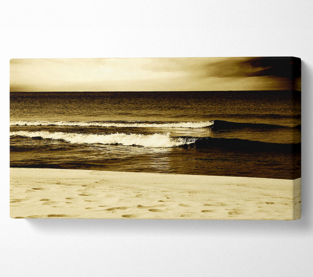  A Canvas Print of The Lapping Of The Waves Brown Canvas Wall Art