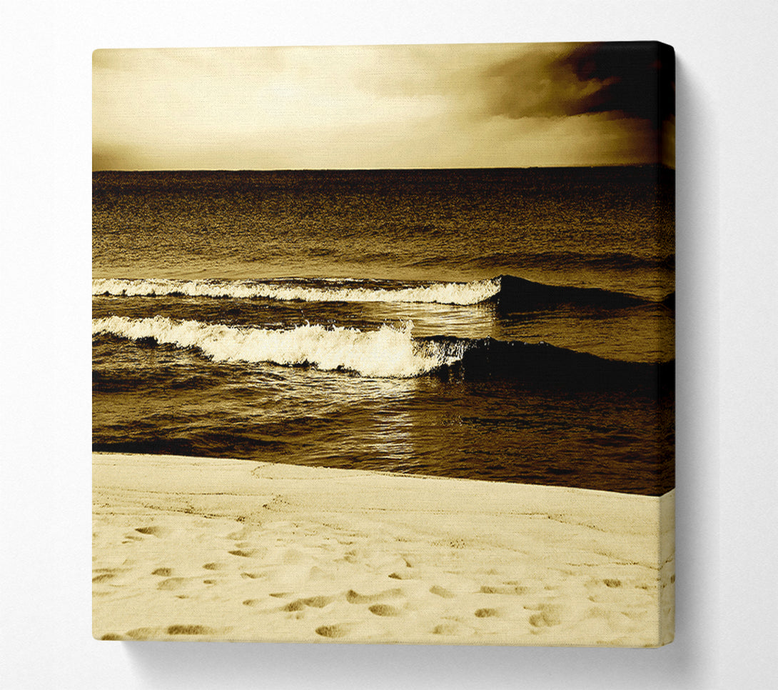  A Canvas Print of The Lapping Of The Waves Brown Canvas Wall Art