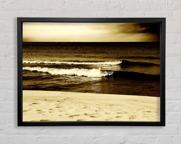 The Lapping Of The Waves Brown Framed Print