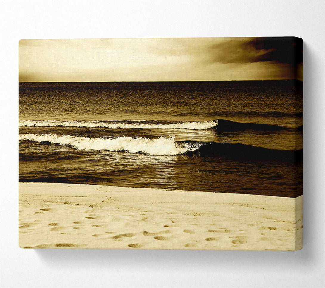  A Canvas Print of The Lapping Of The Waves Brown Canvas Wall Art