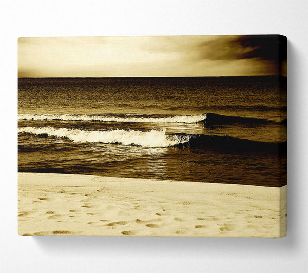  A Canvas Print of The Lapping Of The Waves Brown Canvas Wall Art
